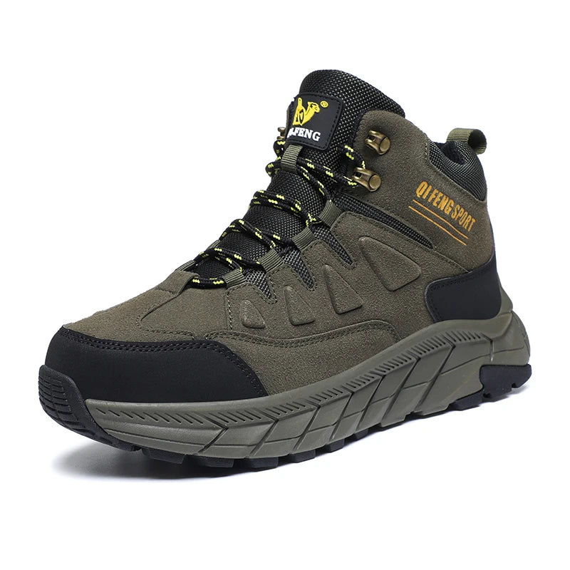 Large Size 48 Leather Hiking Boots Mens Winter Outdoor Warm Fur Non Slip 2025 Fashion Hike Ankle Boot Black Hunting Boots Rubber