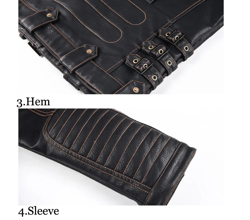 fashion Winter Winter Mens Leather Jacket Men Fashion Motorcycle PU Leather Jacket Cool Zipper Pockets Leather Coats Clothing