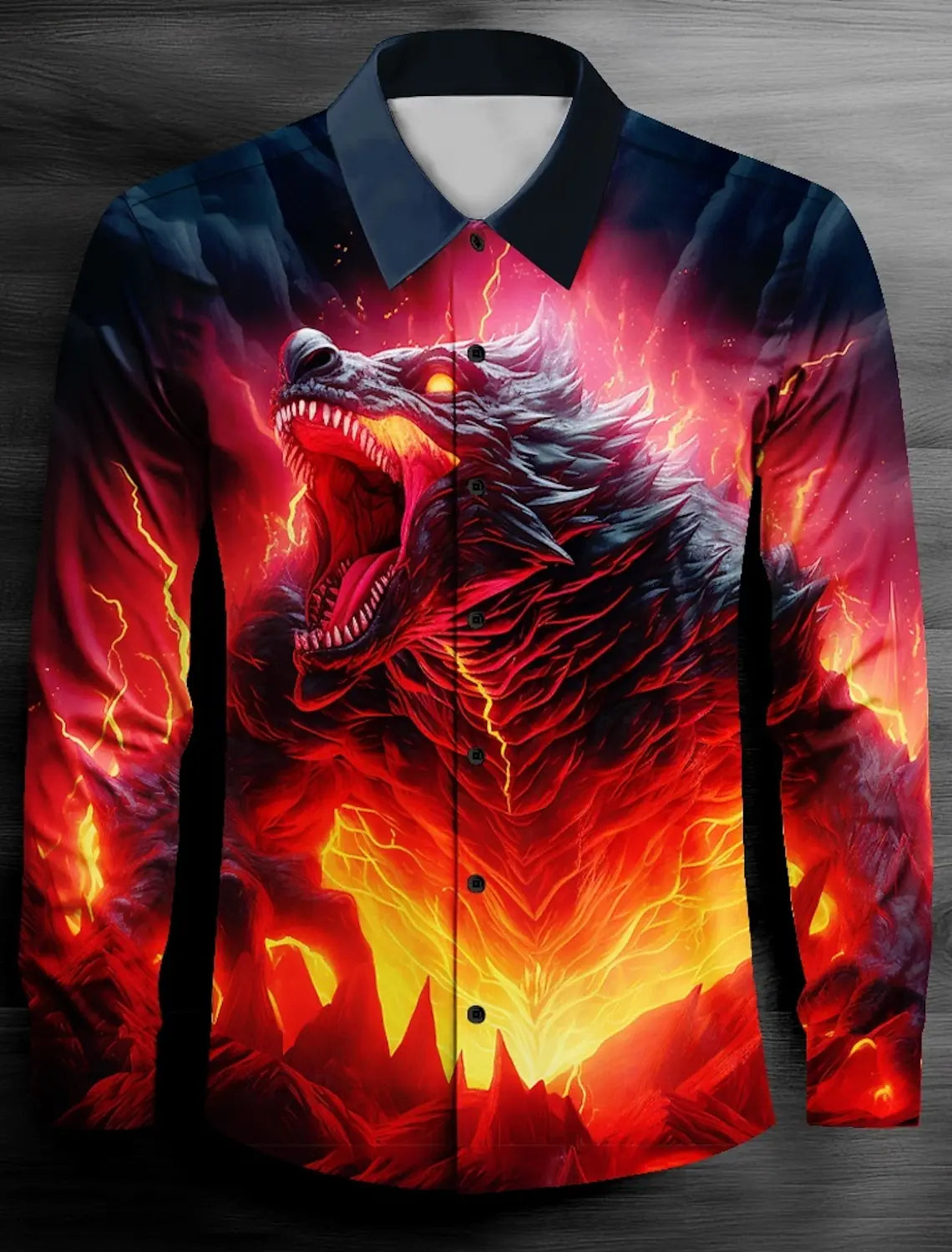 Men's Tiger Tiaras & Crowns Button Up Shirt Long Sleeve Fashion Casual Party Evening Wear Street Daily Spring Shirt Collar