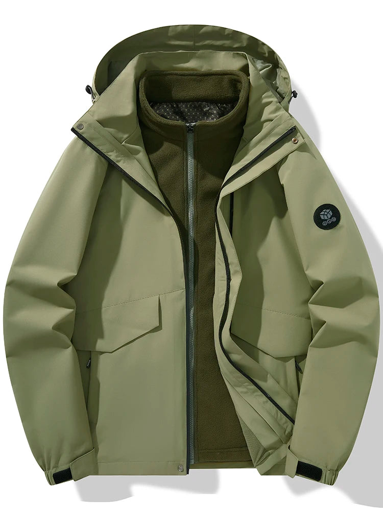 Autumn and winter three-in-one windbreaker two-piece set detachable warm ski suit windproof mountaineering suitMens coats