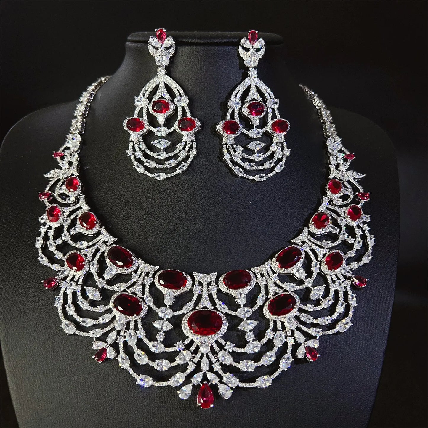 2025 New Noble Popping Blue Jewelry Set Necklace Earrings Stunning Nigerian Women Wedding Holiday Gift Prom Travel M-764