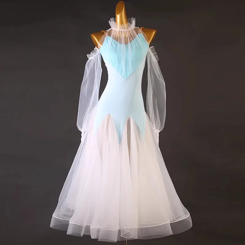 Sports Dance Suit Competition Ballroom Dress Girls Outfit Long Sleeve Adult Costume Waltz Modern Clothing Evening Stage Costumes