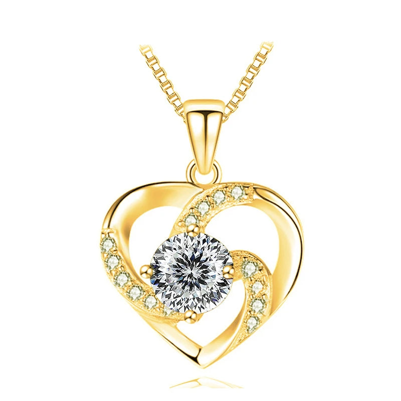 JoyceJelly 1CT Pass Tested Moissanite Heart Necklace for Women S925 Silver Gold Silver Color Diamond Pendant Birthday Party Gift