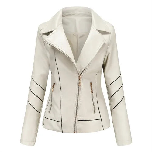 Red PU Faux Leather Jacket Women fashion Casual Biker Jackets Outwear Female Tops spring and autumn Black Leather Jacket Coat