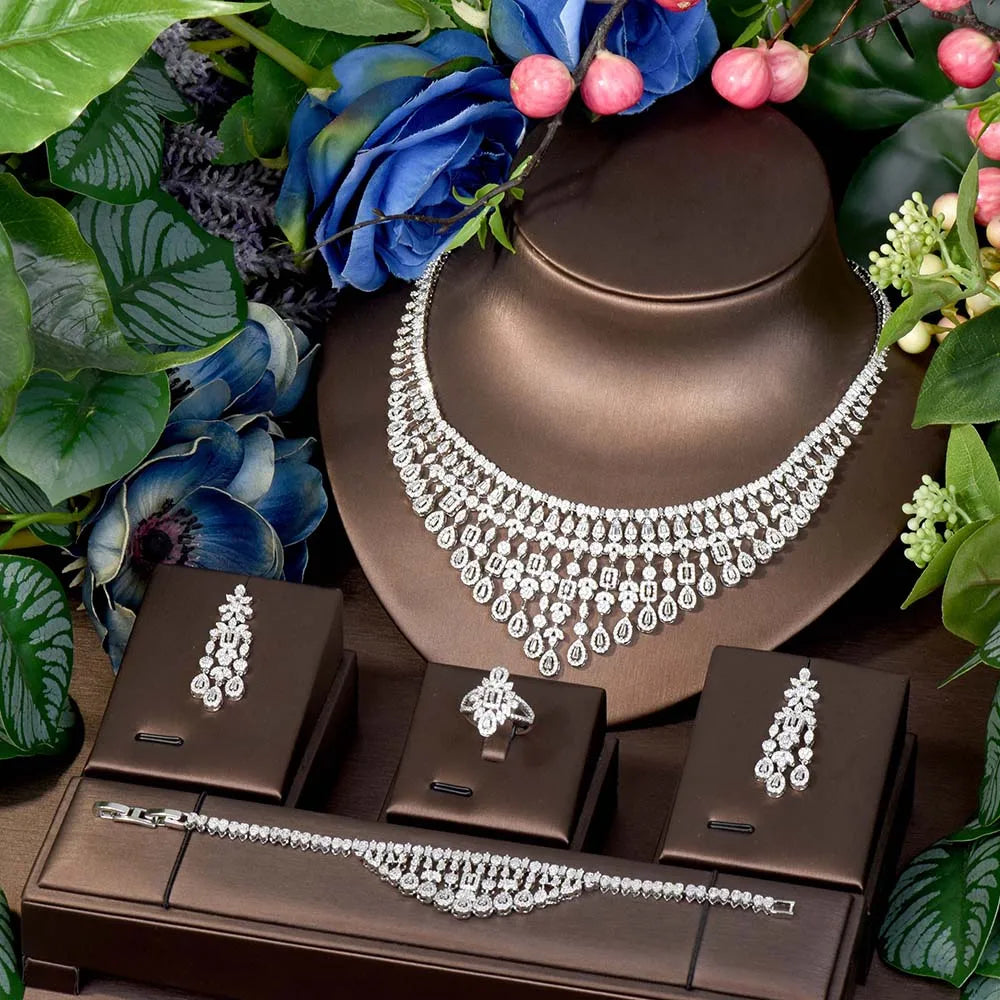 May New Accessories Classic Beauty Jewellery Women's Set Necklace Earrings Cubic Zirconia Dress Dinner Wedding Bridal M-216