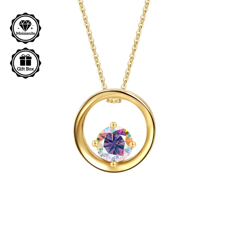 LAMVOICE jewelry for women,0.5 carat moissanite necklace , Hypoallergenic necklace, golden plated, christmas gift,high quality