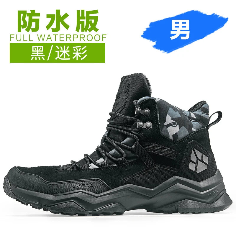 RAX Men Hiking Shoes  Waterproof Outdoor Sneakers Men Leather Trekking Boots Climbing Hunting Shoes Women Walking Tactical shoes