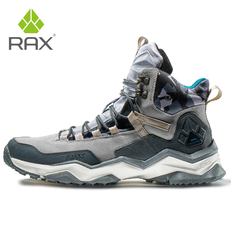 RAX Mens Waterproof Hiking Shoes Genuine Leather Trekking Boots Tactical Boots  Outdoor Ankle Boots Walking Mountaineering Shoes