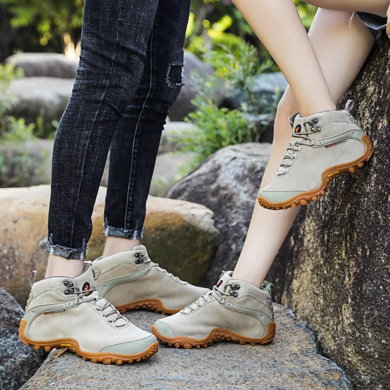 Cow Leather Winter Men Hiking Boots For Women Outdoor Waterproof Treeking Snow Shoes Climbing Mountain Hunting Walking Sneakers