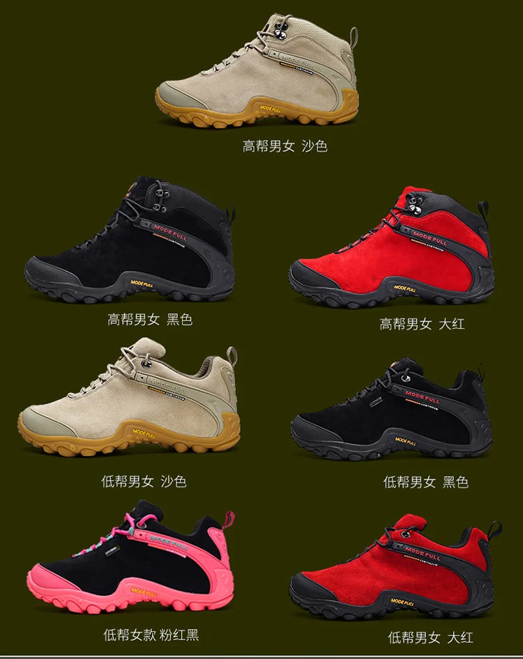 Cow Leather Winter Men Hiking Boots For Women Outdoor Waterproof Treeking Snow Shoes Climbing Mountain Hunting Walking Sneakers
