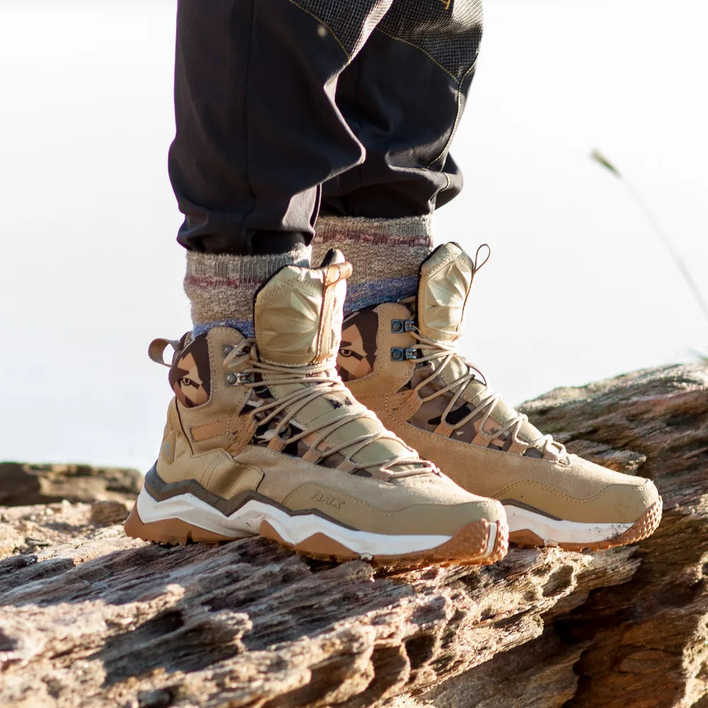 RAX Mens Waterproof Hiking Shoes Genuine Leather Trekking Boots Tactical Boots  Outdoor Ankle Boots Walking Mountaineering Shoes