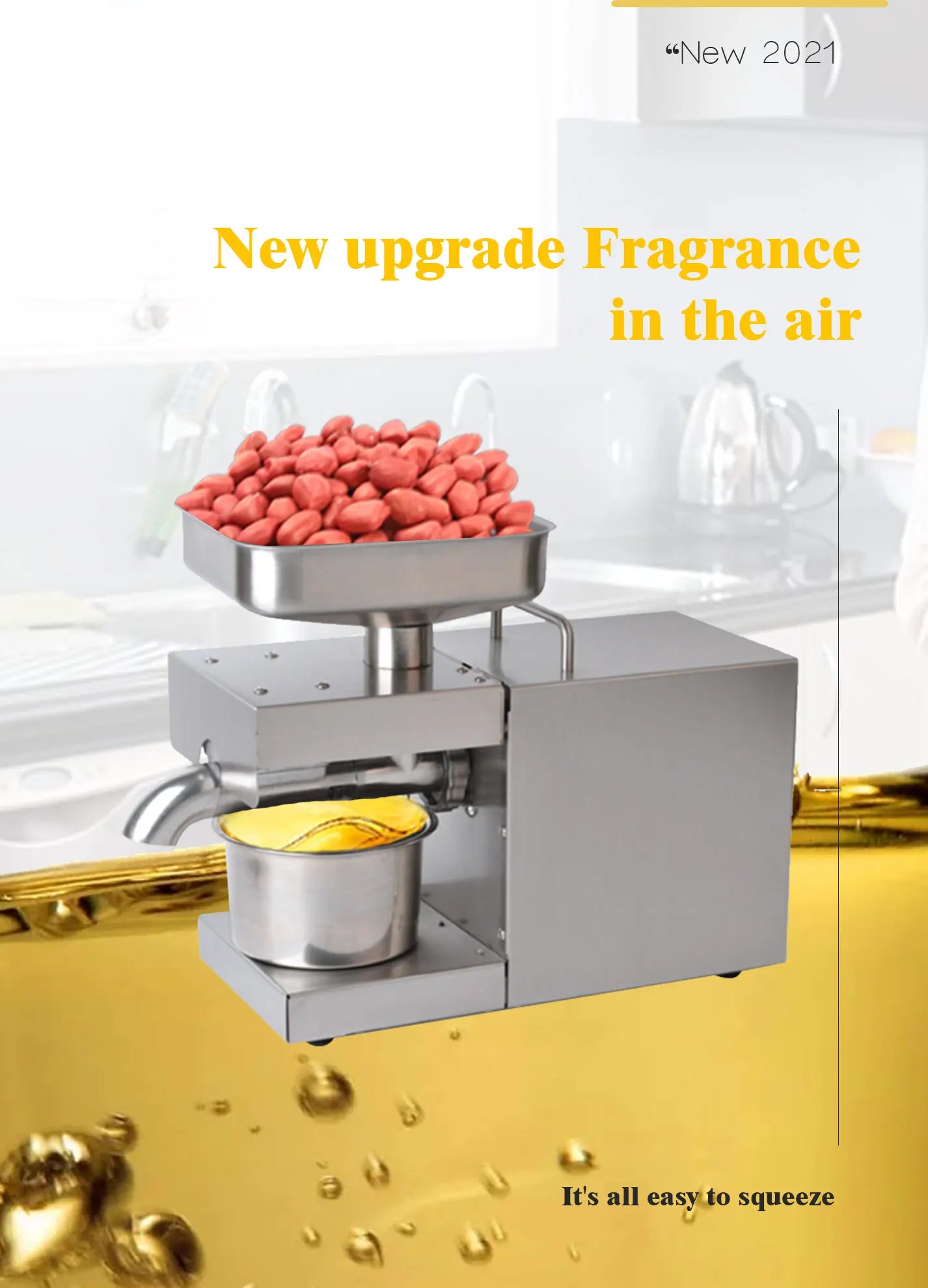 1500W 110V/220V Automatic Cold Press Oil Machine, Oil Cold Press Machine, Sunflower Seeds Oil Extractor, Olive Oil press Extract