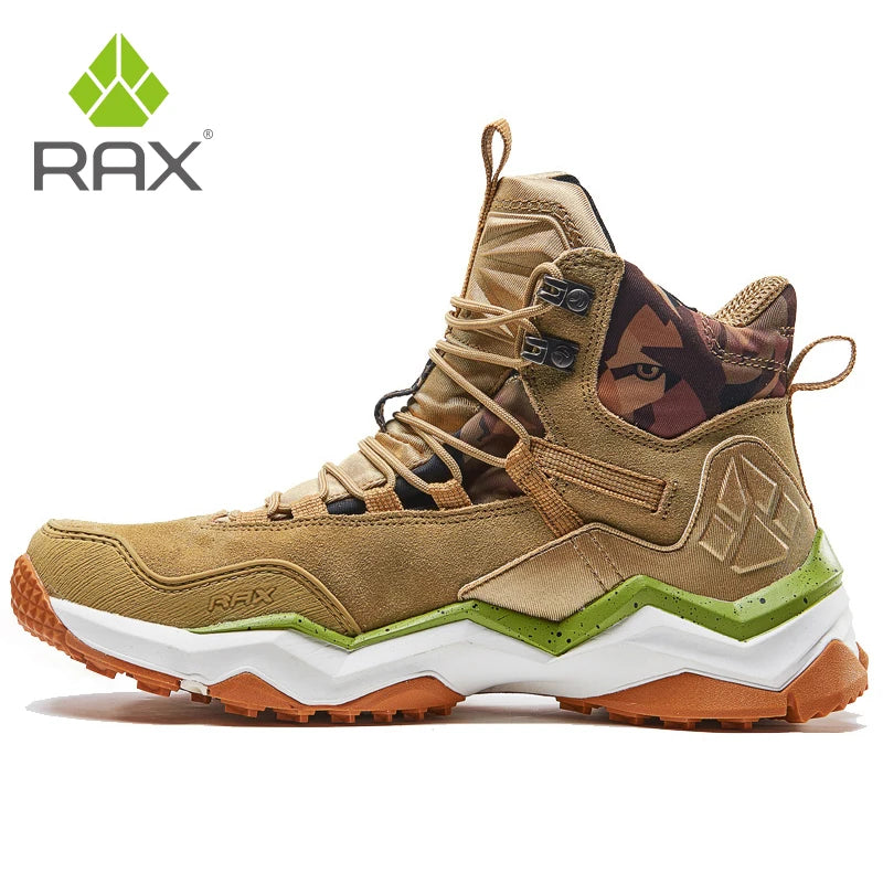 RAX Mens Waterproof Hiking Shoes Genuine Leather Trekking Boots Tactical Boots  Outdoor Ankle Boots Walking Mountaineering Shoes