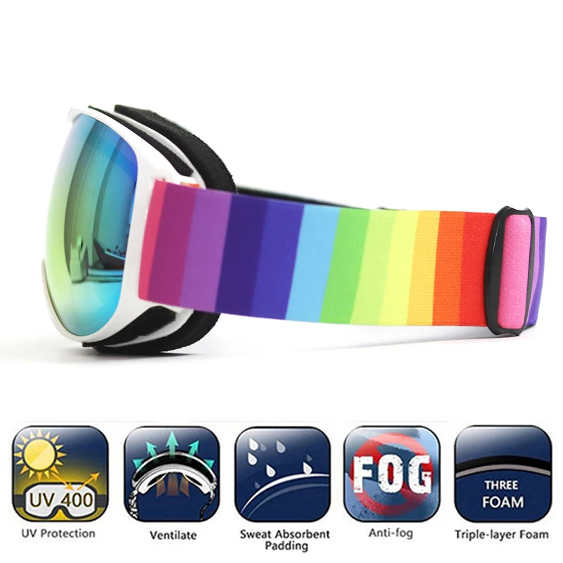 Children Ski Goggles Anti-fog Double Layer Big Spherical Skiing Glasses Kids Snowboard Winter Outdoor Sports Goggle for Age 4-14