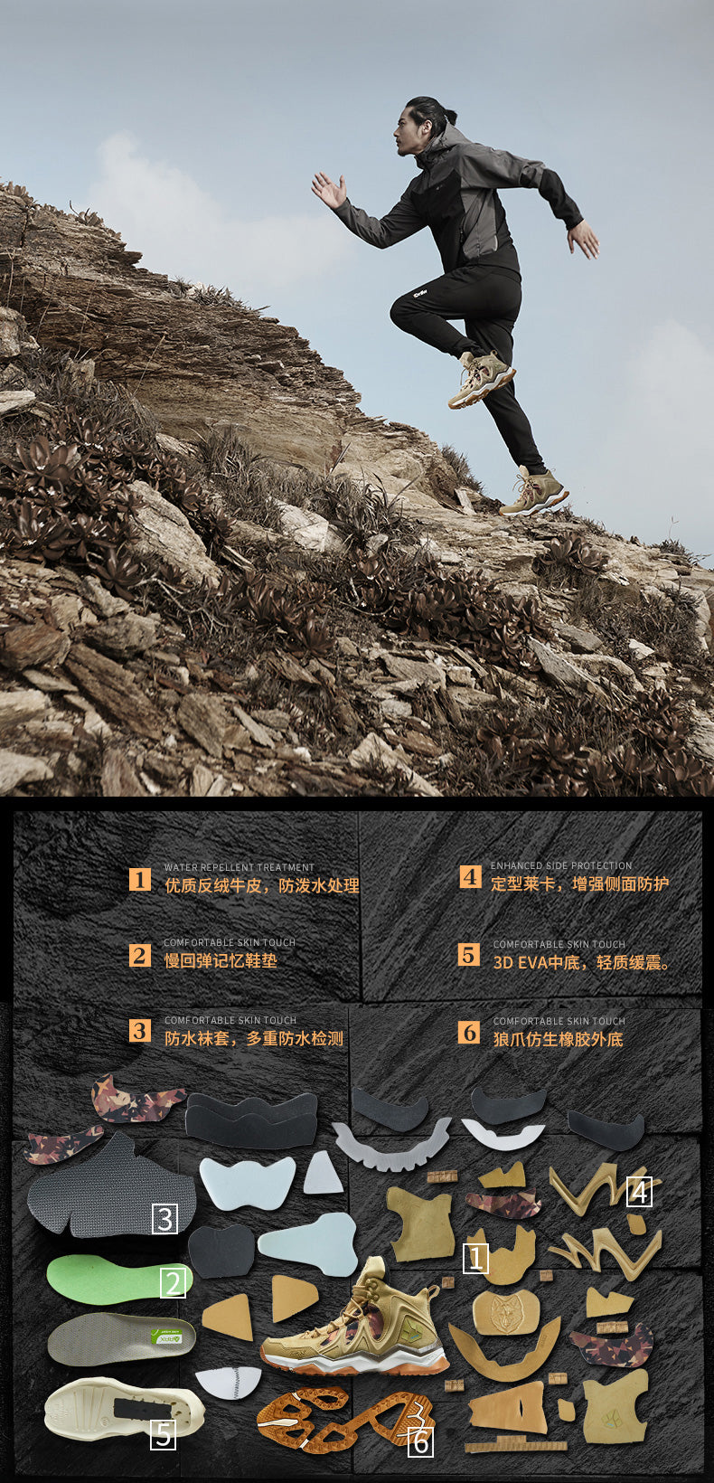 RAX Men Hiking Shoes winter Waterproof Outdoor Sneaker Men Leather Trekking Boots Trail Camping Climbing Hunting Sneakers Women