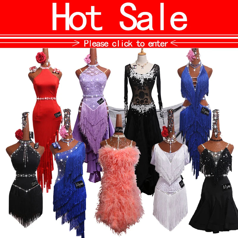 New Latin Dance Dress Competition Dress Costumes Skirt Performing Dress Rhinestone Adult Customize Children Chinese Style Collar