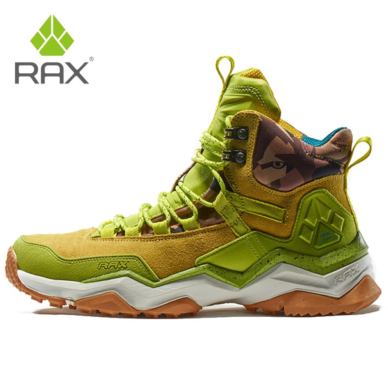RAX Mens Waterproof Hiking Shoes Genuine Leather Trekking Boots Tactical Boots  Outdoor Ankle Boots Walking Mountaineering Shoes