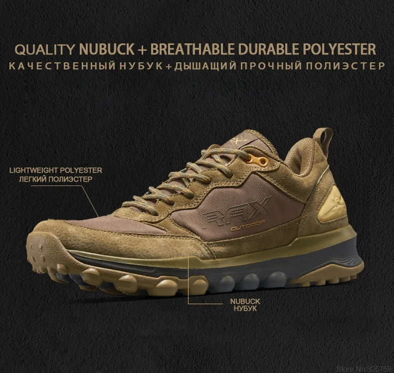 RAX Mens Waterproof Hiking Shoes Genuine Leather Trekking Boots Tactical Boots  Outdoor Ankle Boots Walking Mountaineering Shoes