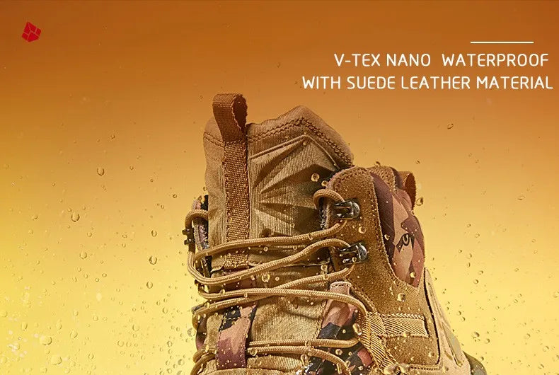 RAX Mens Waterproof Hiking Shoes Genuine Leather Trekking Boots Tactical Boots  Outdoor Ankle Boots Walking Mountaineering Shoes