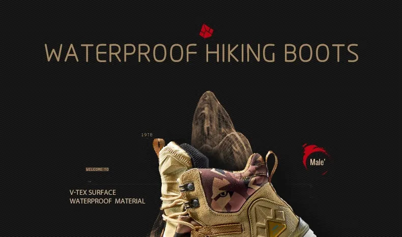 RAX Mens Waterproof Hiking Shoes Genuine Leather Trekking Boots Tactical Boots  Outdoor Ankle Boots Walking Mountaineering Shoes