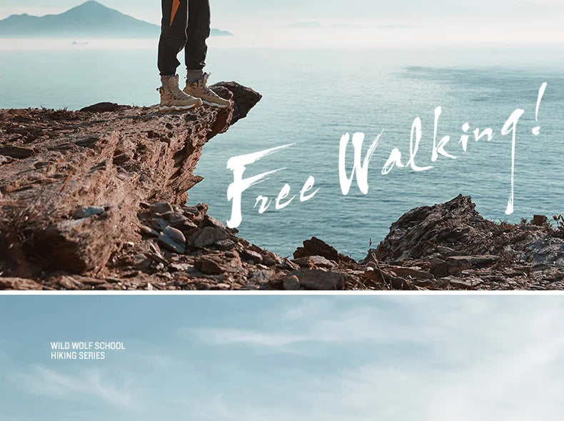 RAX Mens Waterproof Hiking Shoes Genuine Leather Trekking Boots Tactical Boots  Outdoor Ankle Boots Walking Mountaineering Shoes