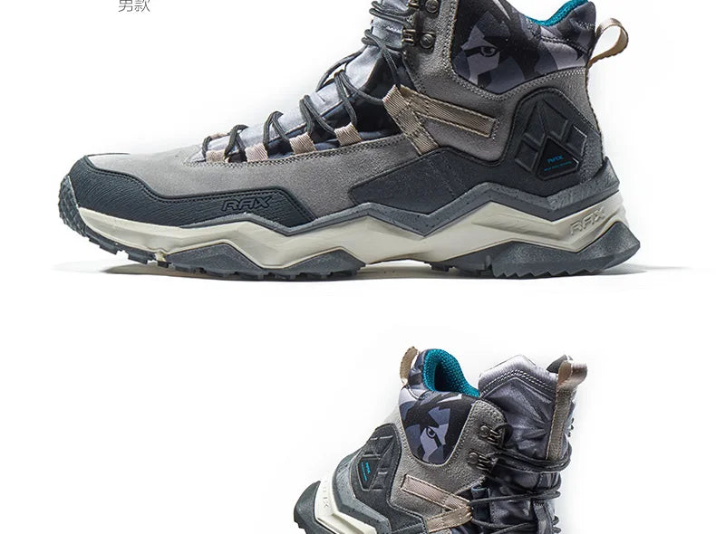 RAX Mens Waterproof Hiking Shoes Genuine Leather Trekking Boots Tactical Boots  Outdoor Ankle Boots Walking Mountaineering Shoes