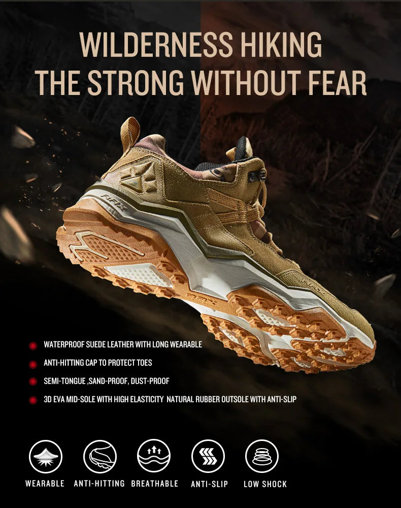 RAX Mens Waterproof Hiking Shoes Genuine Leather Trekking Boots Tactical Boots  Outdoor Ankle Boots Walking Mountaineering Shoes