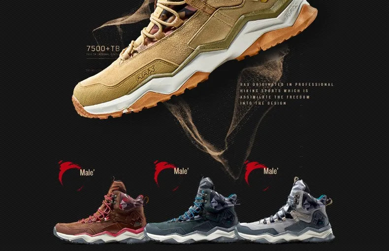 RAX Mens Waterproof Hiking Shoes Genuine Leather Trekking Boots Tactical Boots  Outdoor Ankle Boots Walking Mountaineering Shoes