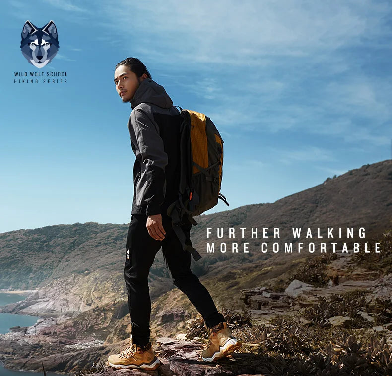 RAX Mens Waterproof Hiking Shoes Genuine Leather Trekking Boots Tactical Boots  Outdoor Ankle Boots Walking Mountaineering Shoes