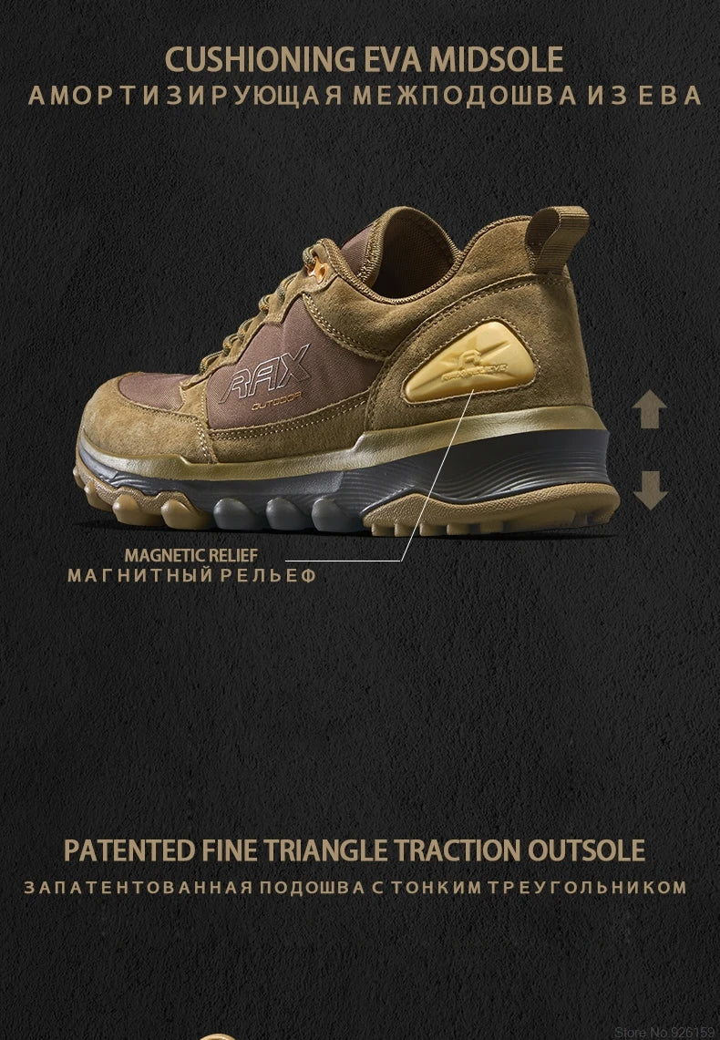 RAX Mens Waterproof Hiking Shoes Genuine Leather Trekking Boots Tactical Boots  Outdoor Ankle Boots Walking Mountaineering Shoes
