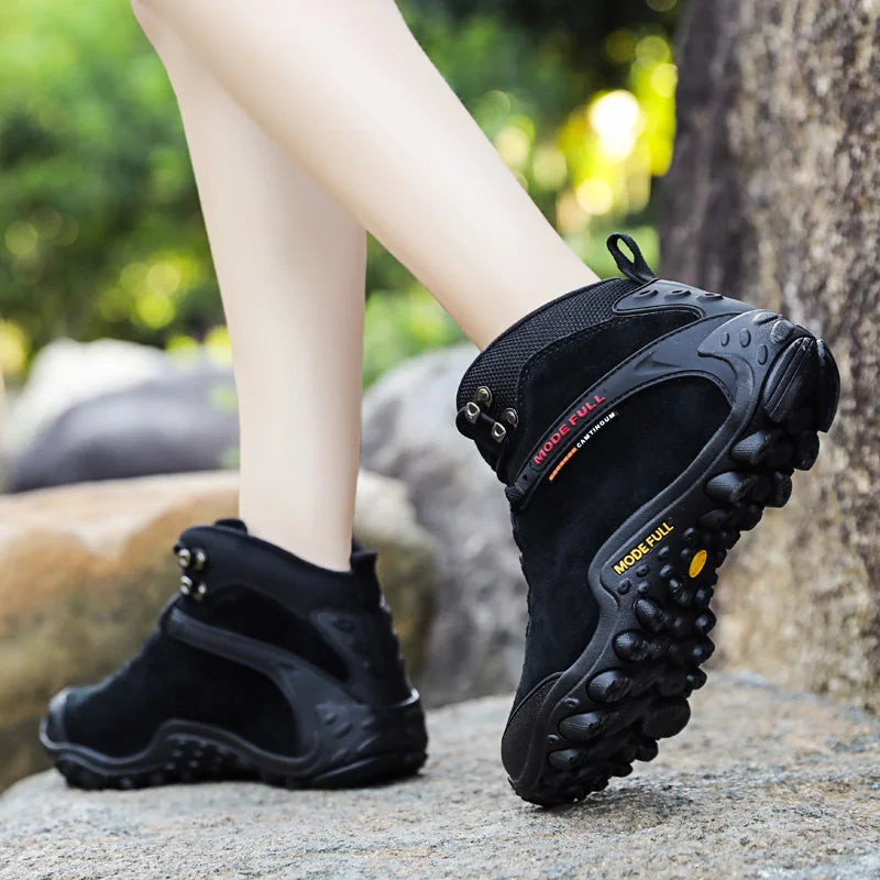 Cow Leather Winter Men Hiking Boots For Women Outdoor Waterproof Treeking Snow Shoes Climbing Mountain Hunting Walking Sneakers