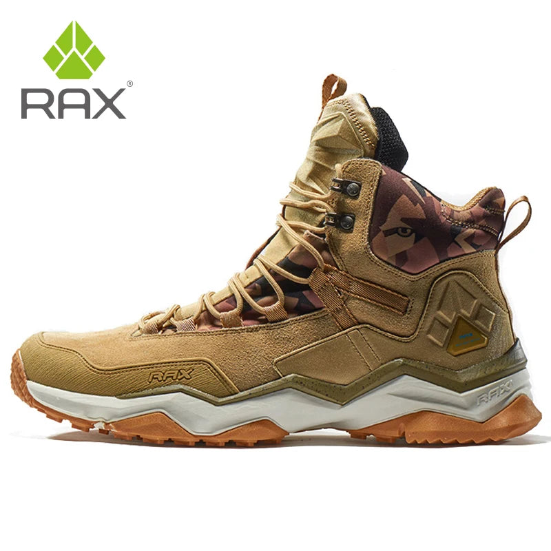 RAX Mens Waterproof Hiking Shoes Genuine Leather Trekking Boots Tactical Boots  Outdoor Ankle Boots Walking Mountaineering Shoes