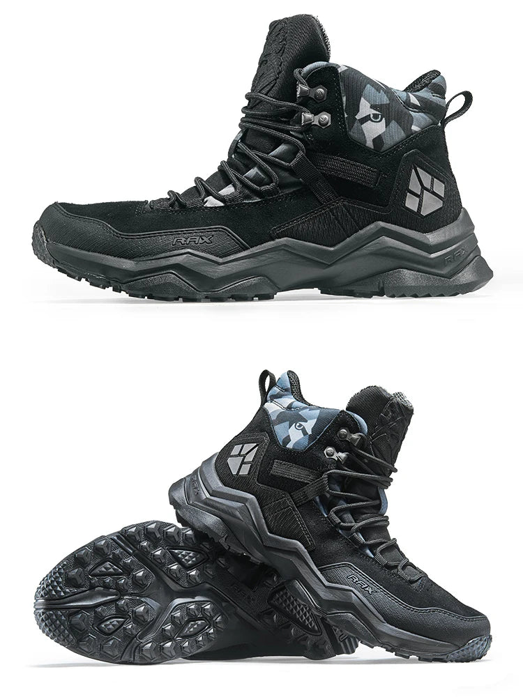 RAX Mens Waterproof Hiking Shoes Genuine Leather Trekking Boots Tactical Boots  Outdoor Ankle Boots Walking Mountaineering Shoes