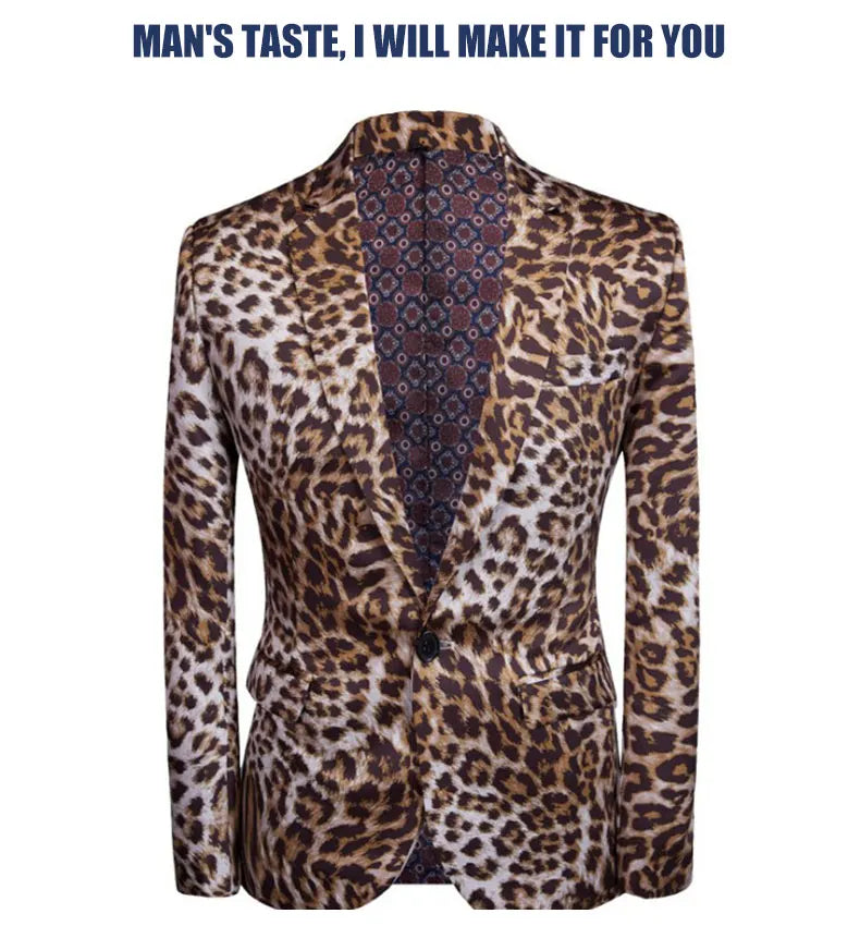 Hot Sale Leopard Print Men Suit Blazer Set With Pants 2025 Safari Suits For Men Performance DJ Jacket Luxury Singer Star Coat