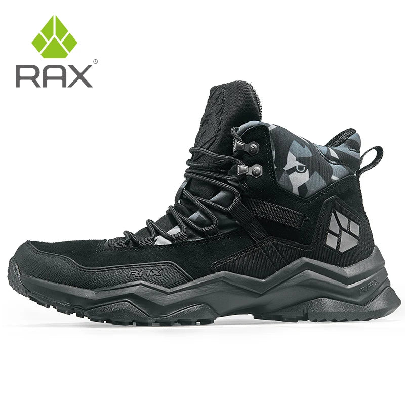 RAX Mens Waterproof Hiking Shoes Genuine Leather Trekking Boots Tactical Boots  Outdoor Ankle Boots Walking Mountaineering Shoes