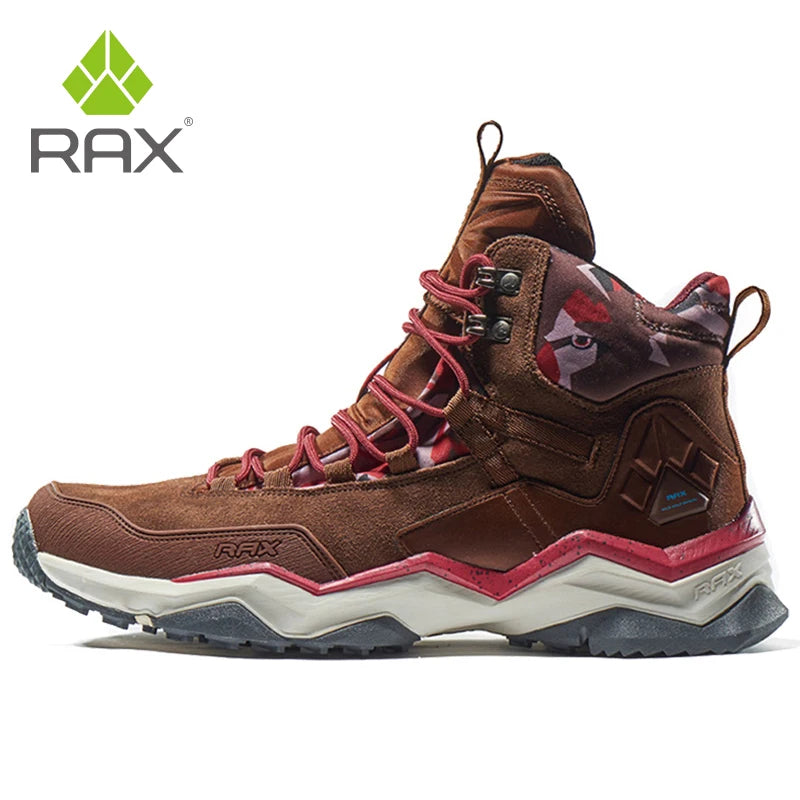 RAX Mens Waterproof Hiking Shoes Genuine Leather Trekking Boots Tactical Boots  Outdoor Ankle Boots Walking Mountaineering Shoes