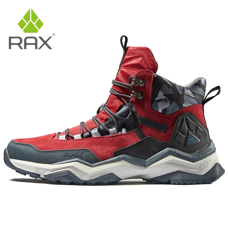 RAX Mens Waterproof Hiking Shoes Genuine Leather Trekking Boots Tactical Boots  Outdoor Ankle Boots Walking Mountaineering Shoes