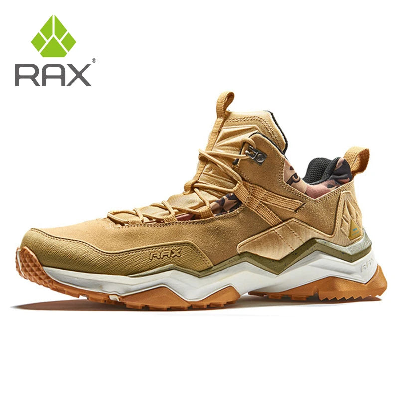 RAX Mens Waterproof Hiking Shoes Genuine Leather Trekking Boots Tactical Boots  Outdoor Ankle Boots Walking Mountaineering Shoes