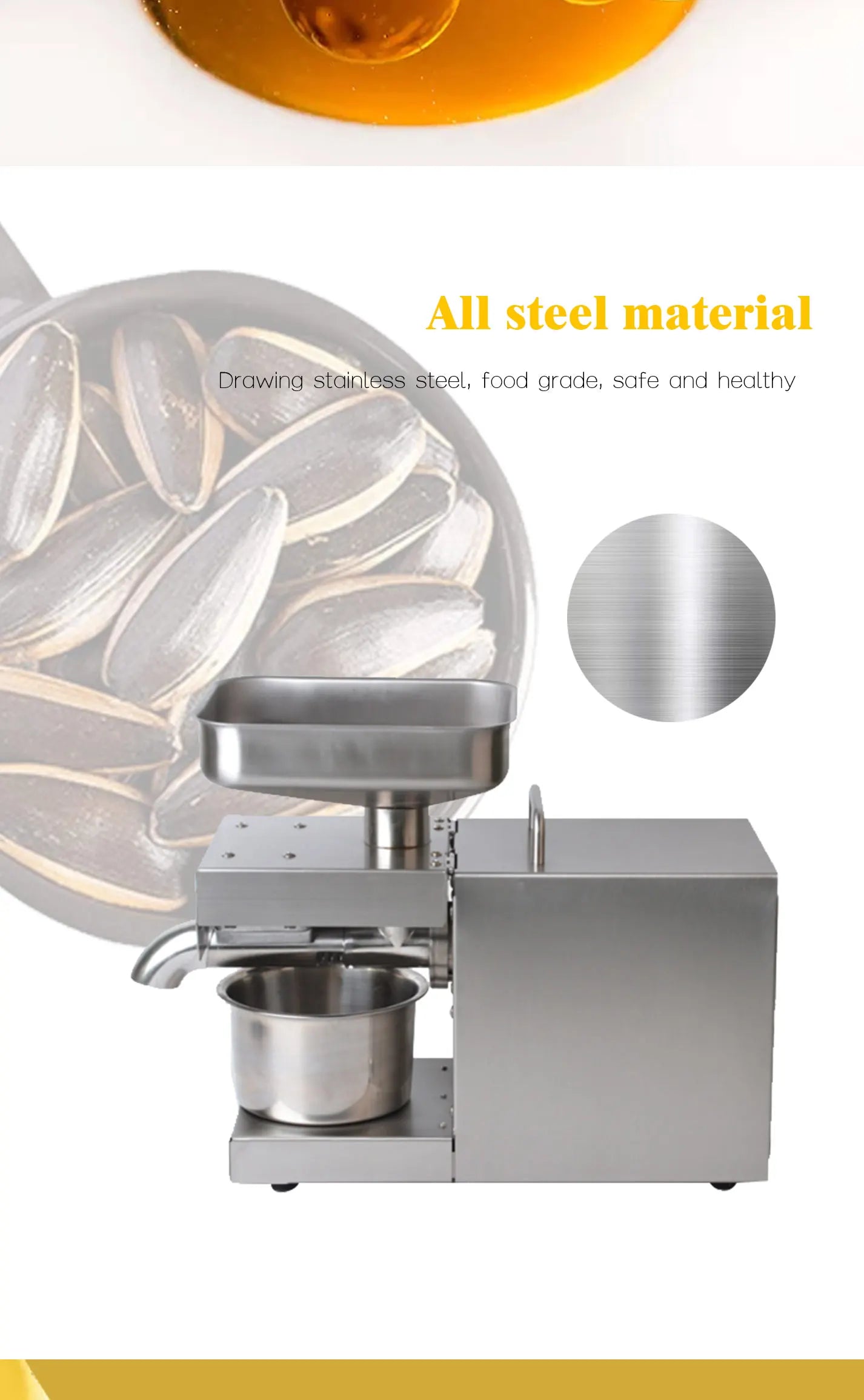 1500W 110V/220V Automatic Cold Press Oil Machine, Oil Cold Press Machine, Sunflower Seeds Oil Extractor, Olive Oil press Extract