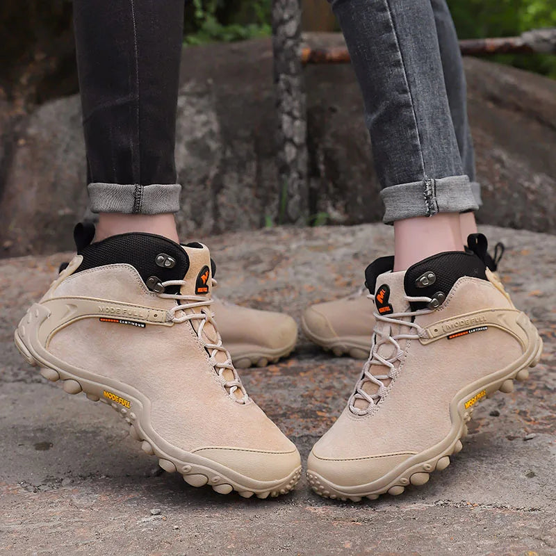 Cow Leather Winter Men Hiking Boots For Women Outdoor Waterproof Treeking Snow Shoes Climbing Mountain Hunting Walking Sneakers