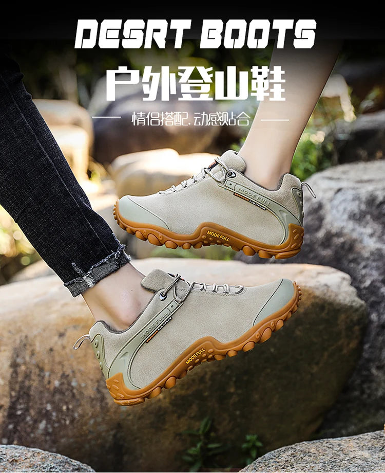 Cow Leather Winter Men Hiking Boots For Women Outdoor Waterproof Treeking Snow Shoes Climbing Mountain Hunting Walking Sneakers
