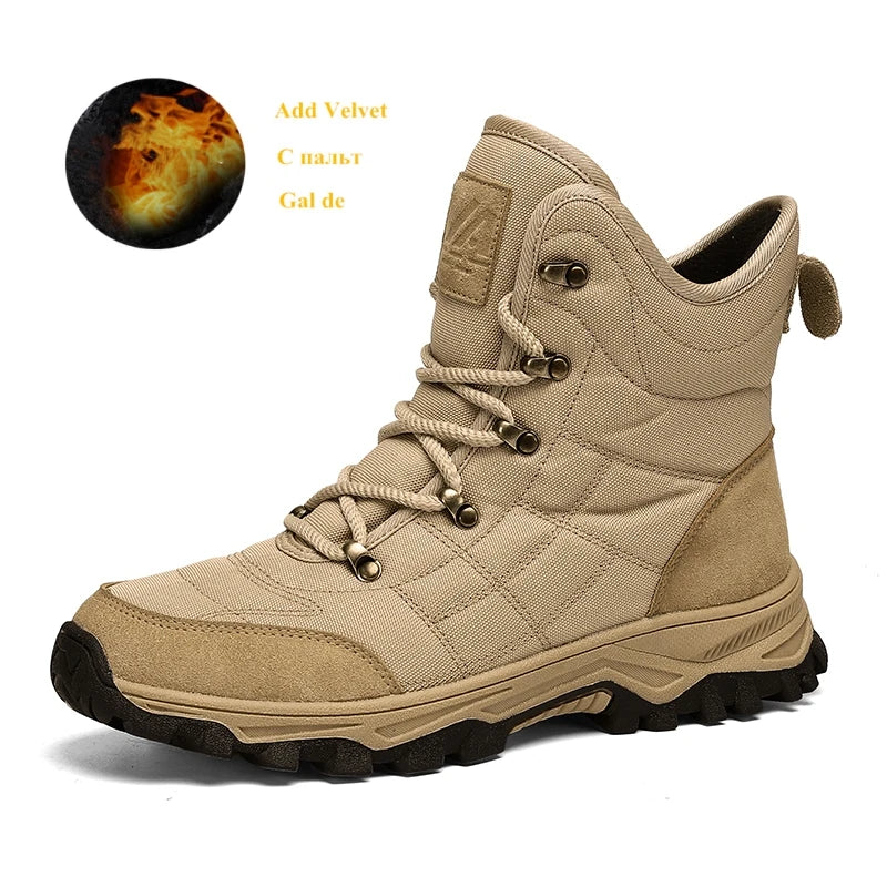 Winter Velvet Hiking Boots Men Warm Fur High Top Trekking Boots Man Outdoor Waterproof Men's Climbing Shoes zapatillas de hombre