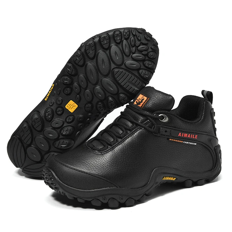 Cow Leather Winter Men Hiking Boots For Women Outdoor Waterproof Treeking Snow Shoes Climbing Mountain Hunting Walking Sneakers