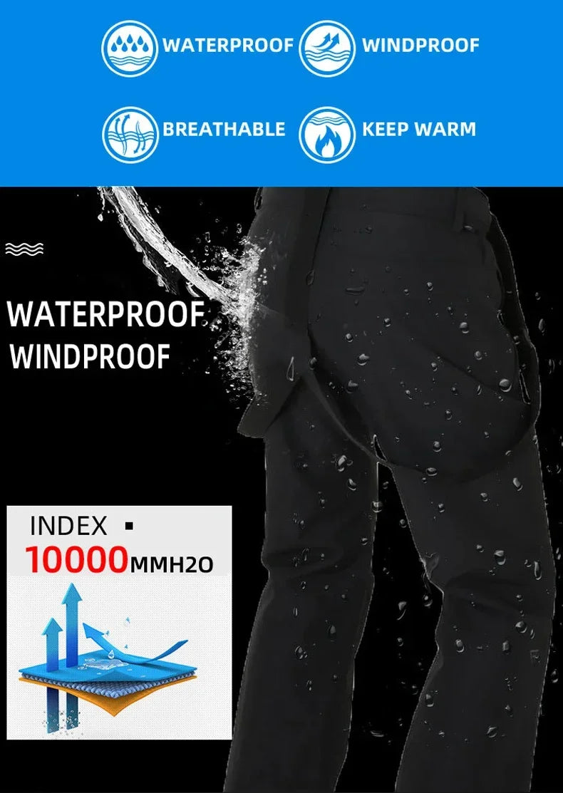 New Thermal Winter Skiing Down Jacket Ski Suit Men Snowboard Bibs Pants Warm Set Male Snowmobile Clothing For Wear Overalls