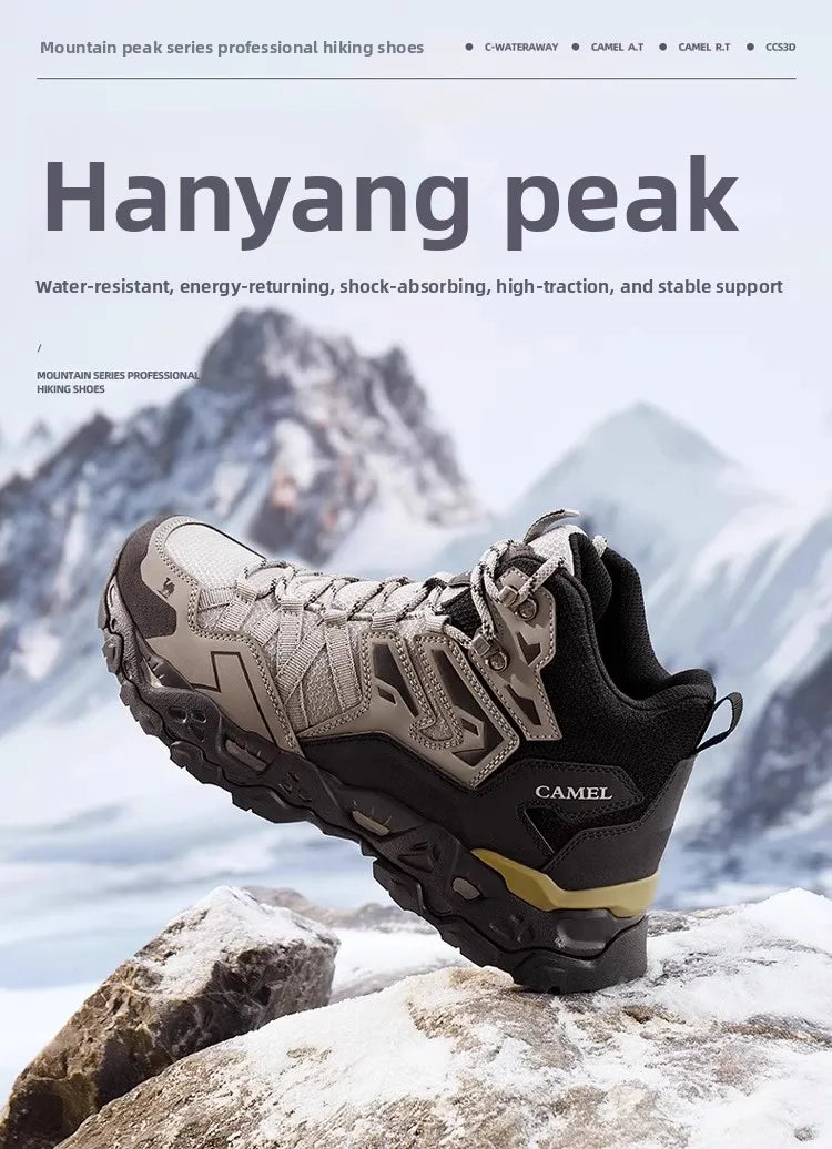 Golden Camel Men's Outdoor Hiking Boots High-Top Lace-Up Non-slip Sports Casual Trekking Boot 2025 Winter Suede Warm Women Shoes
