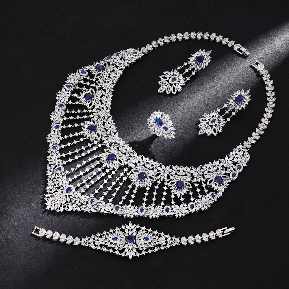 2025 New 4-piece Bride Zirconia Full Set Women's Party Jewelry Set Dubai Nigeria Crystal Wedding Jewelry Set