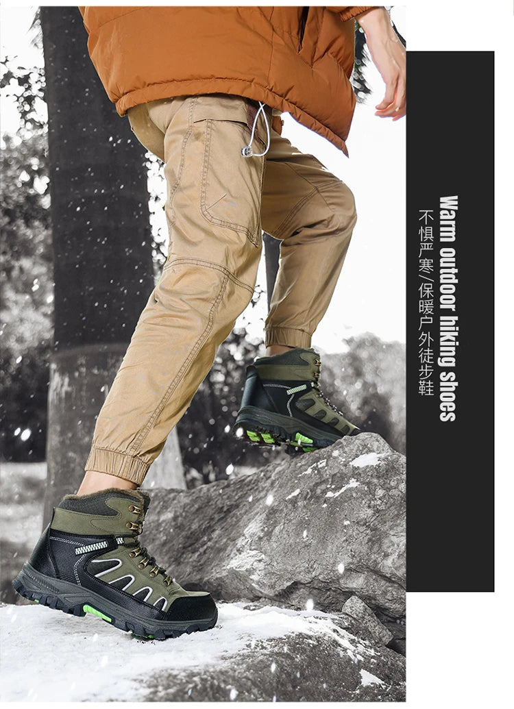 Large 49 Outdoor Ankle Boots Men Non Slip Fashion Lace Up Climbing Leather Winter Hiking Footwear High Top Leisure Hiking Shoes