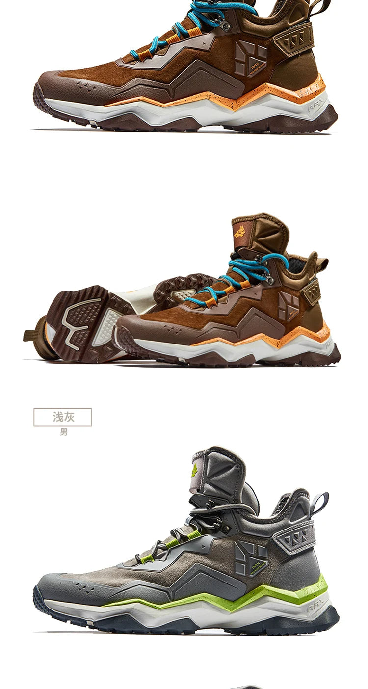 RAX Men Hiking Shoes Mid-top Waterproof Outdoor Sneaker Men Leather Trekking Boots Trail Camping Climbing Hunting Sneakers Women