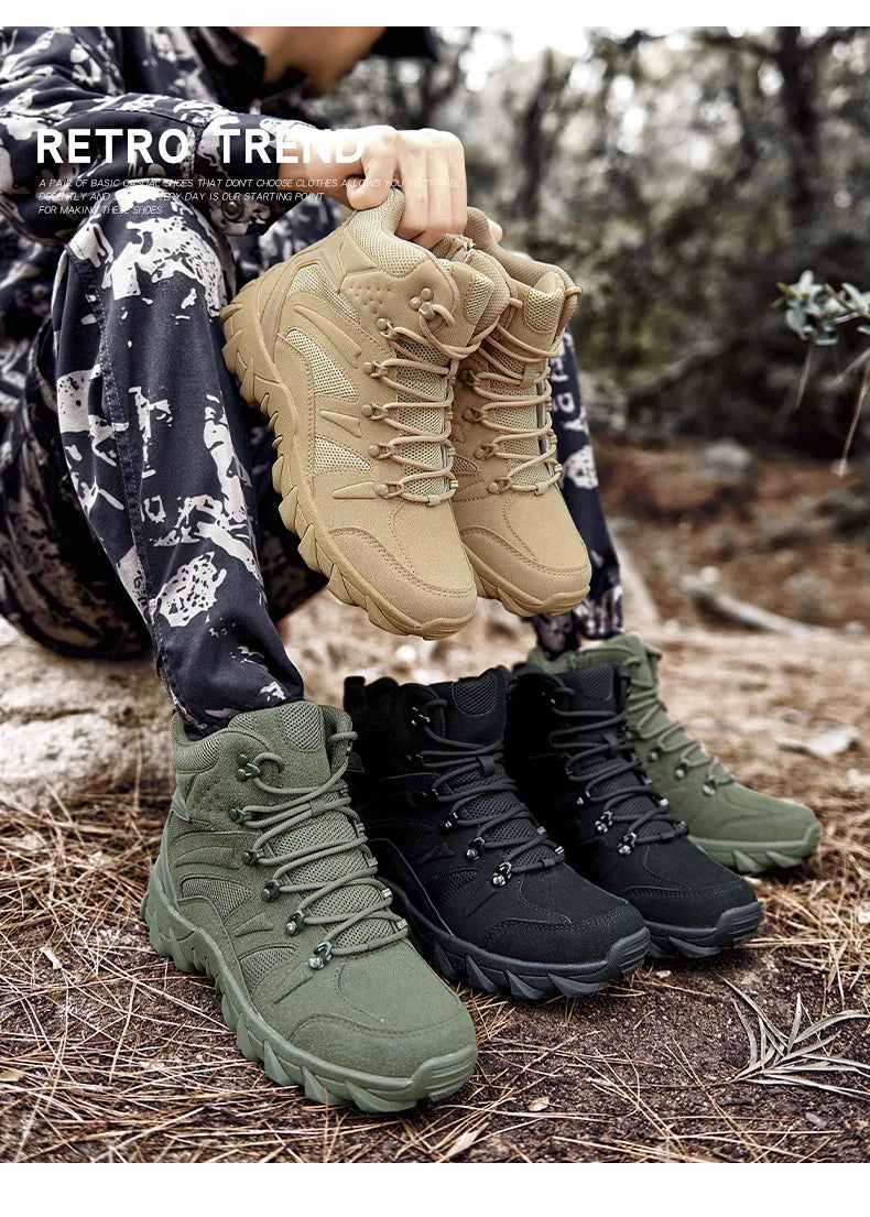 CHRLCK Tactical Boots Outdoor Sports Men's Trekking Boots Waterproof Hiking Shoes Shock Absorbing Anti-slip Sneakers Male
