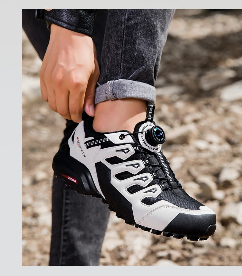 HIKEUP Men's Hiking Shoes Suede Leather Outdoor Shoes Wear-resistant Men Trekking Walking Hunting Tactical Sneakers